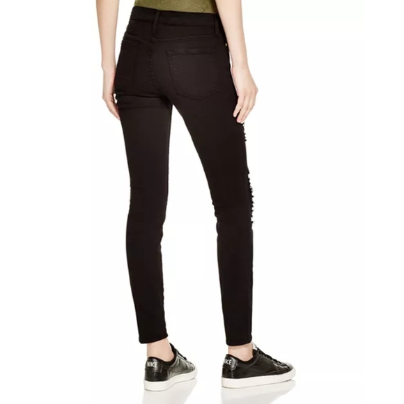 FRAME Black Distressed Ripped Zip Multipocket Skinny Jeans, Sz. 28 - Picture 2 of 14